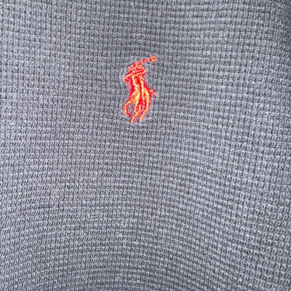 Polo Ralph Lauren Waffle Knit Sleepwear Thermal Top Black Red Logo Size M - Picture 2 of 4